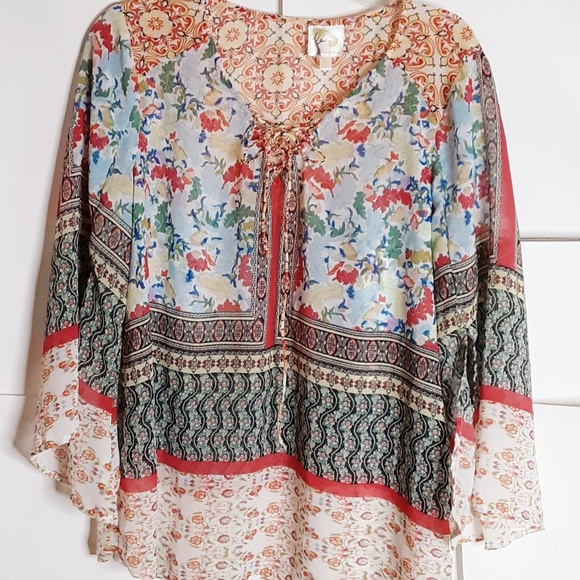 Fig & Flower Tops - Fig & Flower Sheer Boho Tunic Multi Sz M Fig & Flower Tops - Fig & Flower Sheer Boho Tunic Multi Sz M